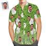 Custom Face Hawaiian Shirt Green Leaves Aloha Beach Shirt Gift For Men