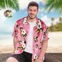 Custom Face Hawaiian Shirt Light Pink Hibiscus Face Hawaiian Shirt