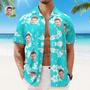 Custom Face Hawaiian Shirt Men's All Over Print Aloha Shirt Gift - Blue