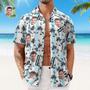 Custom Face Hawaiian Shirt Men's All Over Print Aloha Shirt Gift - Blue And White Striped