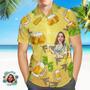 Custom Face Hawaiian Shirt Men's All Over Print Aloha Shirt Gift - Girl And Beer