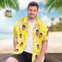 Custom Face Hawaiian Shirt Men's All Over Print Aloha Shirt Gift - Yellow