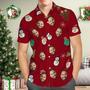 Custom Face Hawaiian Shirt Personalized Photo Red Hawaiian Shirts Santa Claus Merry Christmas