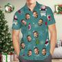 Custom Face Hawaiian Shirt Snowflakes And Snowmen Green Hawaiian Shirts Christmas Gift For Him