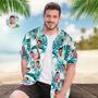 Custom Face Hawaiian Shirt Summer Flamingo Green Leaves Face Hawaiian Shirt