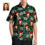 Custom Face Hawaiian Shirts Personalized Photo Gift Men's Christmas Shirts Flower And Leaves