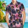 Custom Face Leaves Hawaiian Shirt Flamingo Hawaiian Shirt For Dad Father's Day Gift