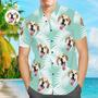 Custom Face Men Hawaiian Shirts Personalized Cute Dog Face For Pet Lover - Blue