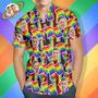 Custom Face Men Hawaiian Shirts Personalized Lgbtq Gay Pride Shirt - Rainbow Flag