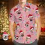 Custom Face Men's Hawaiian Shirt Personalized Photo Christmas Family Xmas Leds Aloha Shirts