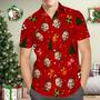 Custom Face Men's Hawaiian Shirt Personalized Photo Red Hawaiian Shirts Christmas Tree And Gifts Merry Christmas