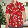 Custom Face Men's Hawaiian Shirt Personalized Photo Red Hawaiian Shirts Santa Claus Hohoho Merry Christmas