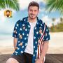 Custom Face Men's Hawaiian Shirts Of July American Flag Patriotic Independence Day Face Hawaiian Shirts