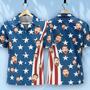 Custom Face Men's Hawaiian Shirts Of July American Flag Patriotic Independence Day Face Hawaiian Shirts