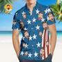 Custom Face Men's Hawaiian Shirts Of July American Flag Patriotic Independence Day Hawaiian Shirts