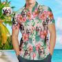 Custom Face Men's Hawaiian Shirts With Red Flower For Pet Lover