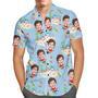 Custom Face Personalized Christmas Hawaiian Shirt Santa Claus Skateboard Surf