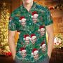 Custom Face Personalized Merry Christmas Hawaiian Shirt All Over Print Leaves