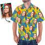 Custom Face Shirt Men's Hawaiian Shirt Blue Palm