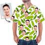 Custom Face Shirt Men's Hawaiian Shirt Green Leaves