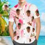 Custom Face Shirt Men's Hawaiian Shirt Personalized Photo With Name Pink Hawaiian Shirts