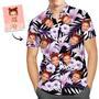 Custom Face Shirt Men's Hawaiian Shirt Purple Flowers - Black