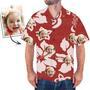 Custom Face Shirt Men's Hawaiian Shirt Red Flower