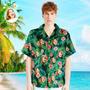 Custom Face Shirt Men's Hawaiian Shirt Red Flowers