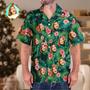 Custom Face Shirt Men's Hawaiian Shirt Red Flowers For Him Santa Christmas