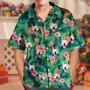 Custom Face Shirt Men's Hawaiian Shirt Red Flowers For Him Santa Christmas