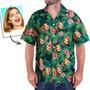 Custom Face Shirt Men's Hawaiian Shirt Red Flowers Hip Hop Style