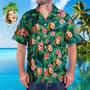 Custom Face Shirt Men's Hawaiian Shirt Red Flowers