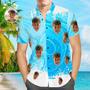 Custom Face Shirt Men's Hawaiian Shirt With Name Blue Hawaiian Shirts Cool Summer