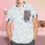 Custom Face Shirt Personalized Photo Men's Blue Hawaiian Shirt Valentine's Day Gift - Panda And Giraffe