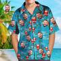 Custom Face Shirt Personalized Photo Men's Hawaiian Shirt Christmas Gift - Happy Santa