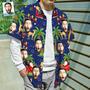 Custom Face Shirt Personalized Photo Men's Hawaiian Shirt Christmas Gift - Santa And Elk