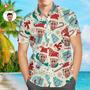 Custom Face Shirt Personalized Photo Men's Hawaiian Shirt Christmas Gift - Santa Hat