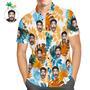 Custom Face Shirt Personalized Photo Men's Hawaiian Shirt Colourful Leaves Design Aloha Beach Shirt