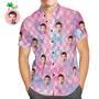 Custom Face Shirt Personalized Photo Men's Hawaiian Shirt Tie-Dye Checkered Design Aloha Beach Shirt