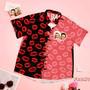 Custom Face Shirt Personalized Photo Men's Hawaiian Shirt Valentine's Day Gift Red Lips- Let's Dance