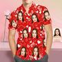 Custom Face Shirt Personalized Photo Red Hawaiian Shirt Valentine's Day Gift - Love