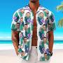 Custom Hawaiian Shirt For Men Personalized Short Sleeves Shirt With Picture Face Photo Printed Hawaii Shirt Green Flower