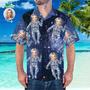 Custom Hawaiian Shirt With Face Personalized Hawaiian Shirt Galaxy Pattern Shirt