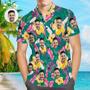 Custom Hawaiian Shirt With Face Personalized Photo Men's Hawaiian Shirt Men's Hawaiian Shirt Colored Feathers