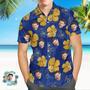 Custom Hawaiian Shirts Colorful Leaves Aloha Beach Shirt Blue