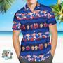 Custom Hawaiian Shirts Colorful Leaves Aloha Beach Shirt Dark Blue