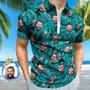 Custom Hawaiian Style Polo Shirt With Zipper Personalized Face Polo Shirt For Boyfriend Or Husband