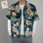 Custom Men's Hawaiian Shirt Dog Face Shirt Flamingo Flower For Pet Lover