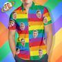 Custom Men's Hawaiian Shirts Personalized Gay Pride Shirt Lgbtq - Rainbow Color