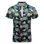 Custom Men's Polo Shirt With Zipper Personalized Face Hawaiian Style Polo Shirt